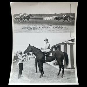 Vintage 1970 Belmont Park Horse Racing Photo Contango Cravatar Winner’s Circle